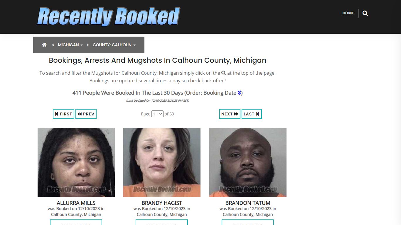 Recent bookings, Arrests, Mugshots in Calhoun County, Michigan